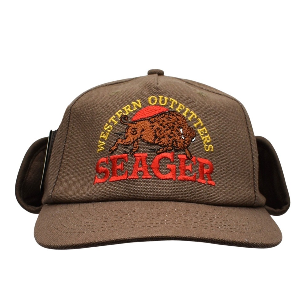 Seager Ride For The Brand Flapjack Ear Flap Hat Cap Brown Sherpa Lined NWT OSFM